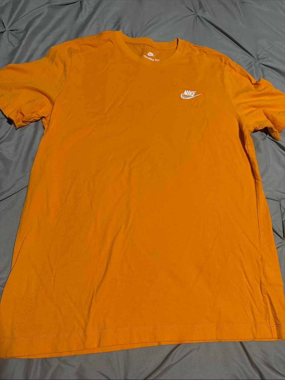 Nike Men’s Orange Crewneck Short Sleeve Tee with Small embroidered Logo